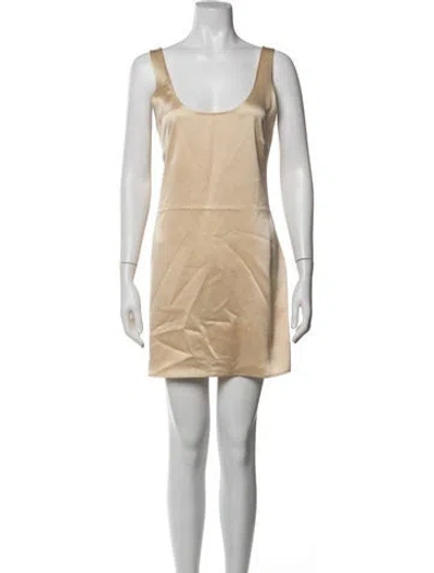 Pre-owned Leset Scoop Neck Mini Dress In Neutrals