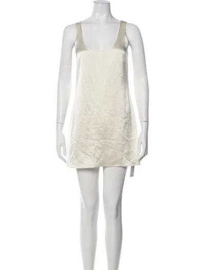 Pre-owned Leset Scoop Neck Mini Dress In Neutrals