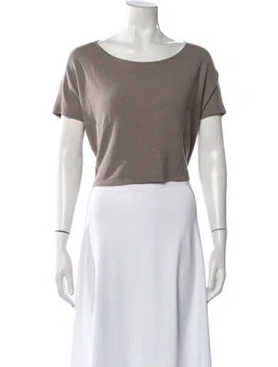 Pre-owned Leset Scoop Neck Short Sleeve Crop Top In Neutrals