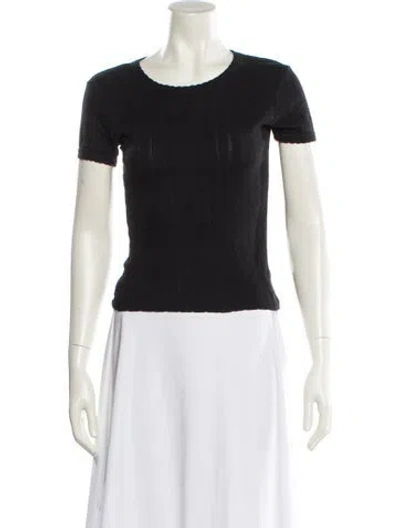 Pre-owned Leset Scoop Neck Short Sleeve T-shirt In Black