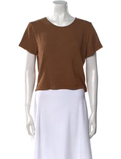 Pre-owned Leset Scoop Neck Short Sleeve T-shirt In Brown