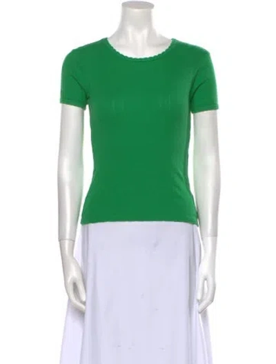 Pre-owned Leset Scoop Neck Short Sleeve T-shirt In Green