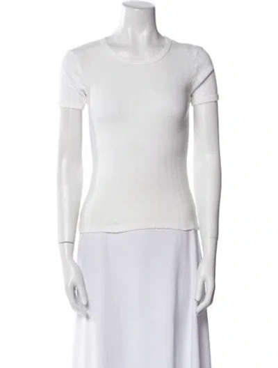 Pre-owned Leset Scoop Neck Short Sleeve T-shirt In White