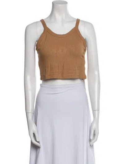 Pre-owned Leset Scoop Neck Sleeveless Crop Top In Black