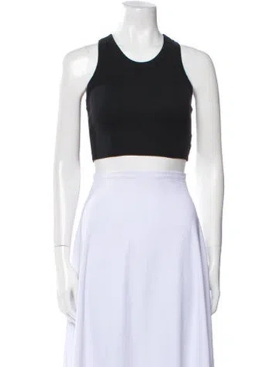 Pre-owned Leset Scoop Neck Sleeveless Crop Top In Black