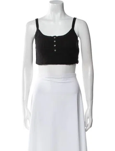 Pre-owned Leset Scoop Neck Sleeveless Crop Top In Black