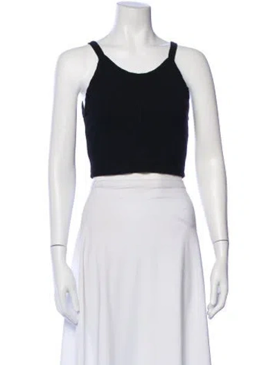 Pre-owned Leset Scoop Neck Sleeveless Crop Top In Black