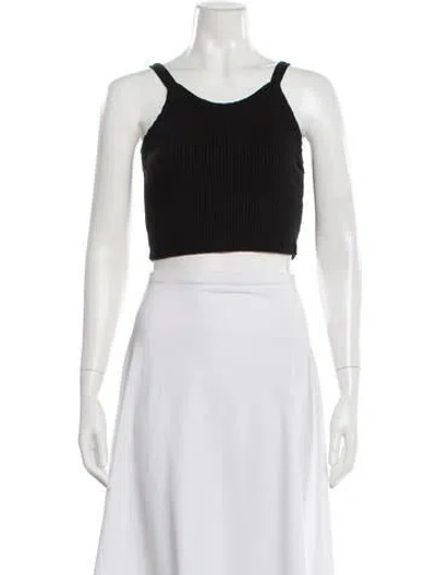 Pre-owned Leset Scoop Neck Sleeveless Crop Top In Black