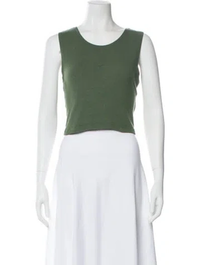 Pre-owned Leset Scoop Neck Sleeveless Crop Top In Green