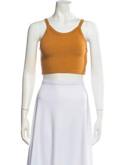 Pre-owned Leset Scoop Neck Sleeveless Crop Top In Neutrals