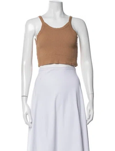 Pre-owned Leset Scoop Neck Sleeveless Crop Top In Neutrals