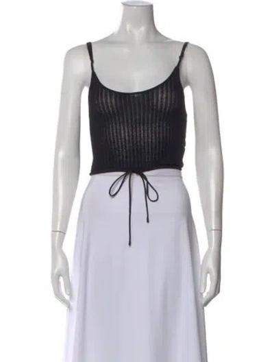 Pre-owned Leset Scoop Neck Sleeveless Crop Top In White