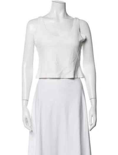 Pre-owned Leset Scoop Neck Sleeveless Crop Top In White
