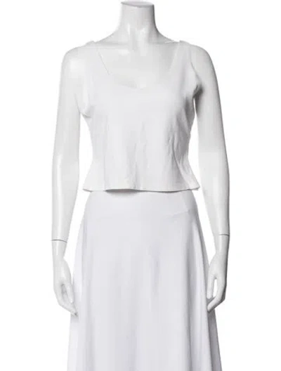 Pre-owned Leset Scoop Neck Sleeveless Crop Top In White