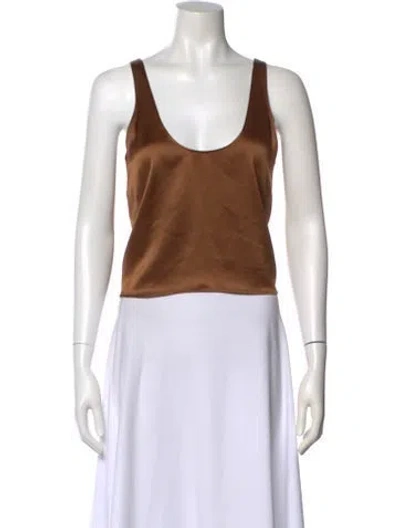 Pre-owned Leset Scoop Neck Sleeveless Top In Brown