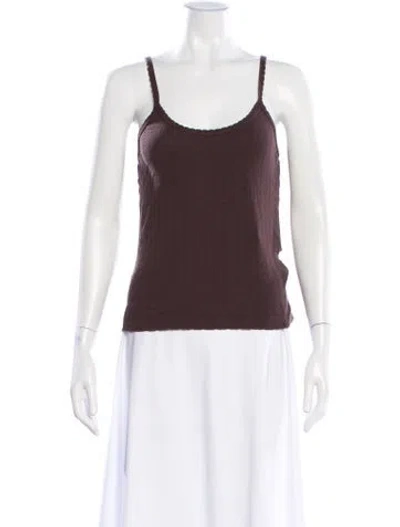 Pre-owned Leset Scoop Neck Sleeveless Top In Brown