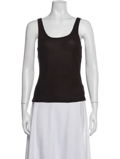 Pre-owned Leset Scoop Neck Sleeveless Top In Brown