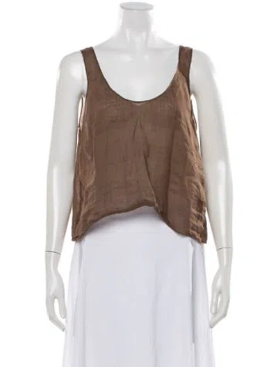 Pre-owned Leset Scoop Neck Sleeveless Top In Brown