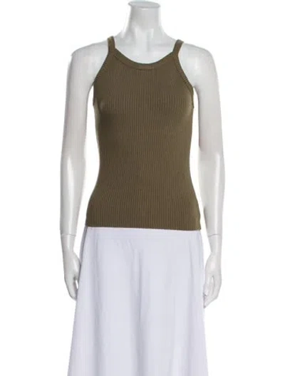 Pre-owned Leset Scoop Neck Sleeveless Top In Green