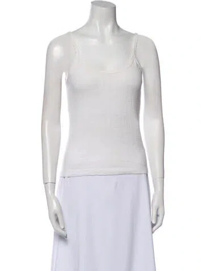 Pre-owned Leset Scoop Neck Sleeveless Top In White