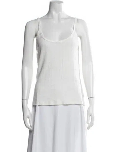 Pre-owned Leset Scoop Neck Sleeveless Top In White