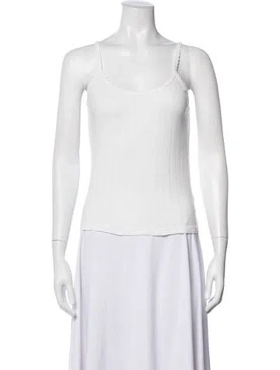Pre-owned Leset Scoop Neck Sleeveless Top In White