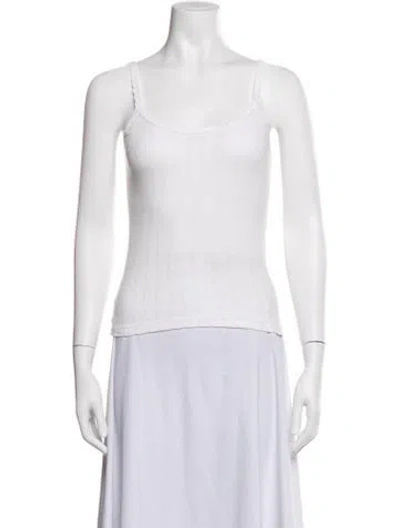 Pre-owned Leset Scoop Neck Sleeveless Top In White