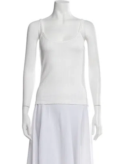 Pre-owned Leset Scoop Neck Sleeveless Top In White