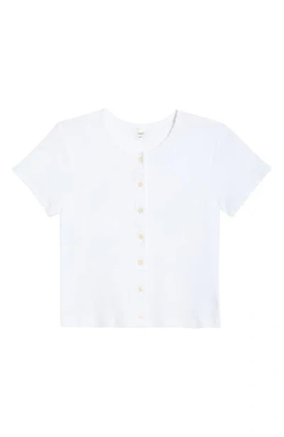 Leset Short Sleeve Cotton Pointelle Cardigan In Red