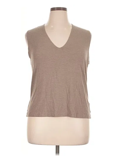 Pre-owned Leset Sleeveless Top Brown V-neck Tops
