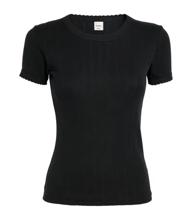 Leset Slim Fit Pointelle T-shirt In Black