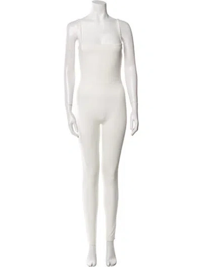 Pre-owned Leset Square Neckline Jumpsuit In White