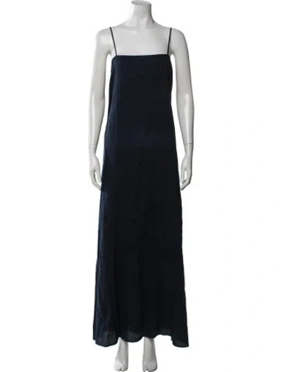 Pre-owned Leset Square Neckline Long Dress In Blue