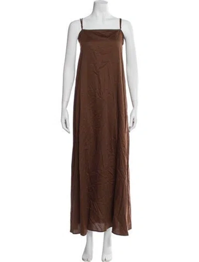 Pre-owned Leset Square Neckline Long Dress In Brown
