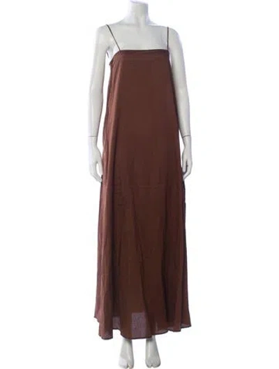 Pre-owned Leset Square Neckline Long Dress In Brown