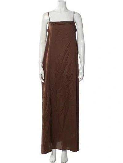 Pre-owned Leset Square Neckline Long Dress In Brown
