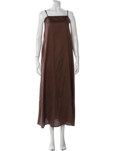 Pre-owned Leset Square Neckline Long Dress In Brown