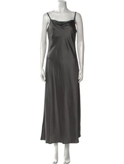 Pre-owned Leset Square Neckline Long Dress In Gray