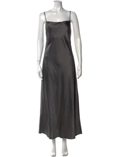 Pre-owned Leset Square Neckline Long Dress In Gray