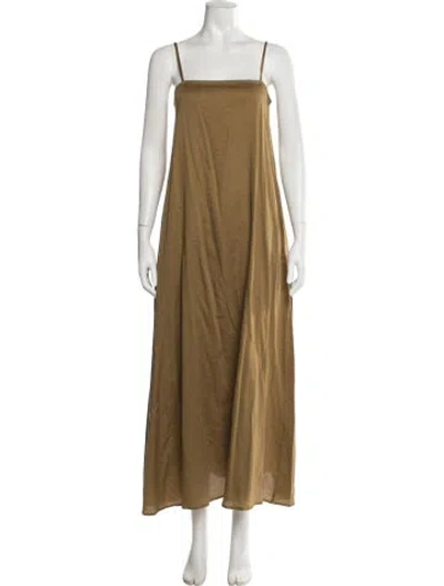 Pre-owned Leset Square Neckline Long Dress In Green