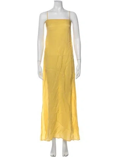 Pre-owned Leset Square Neckline Long Dress In Yellow