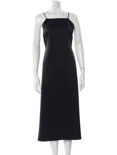Pre-owned Leset Square Neckline Midi Length Dress In Black