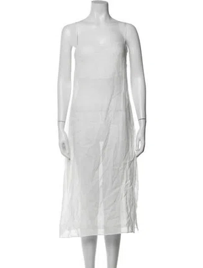 Pre-owned Leset Square Neckline Midi Length Dress In White