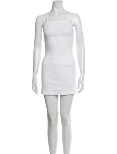Pre-owned Leset Square Neckline Mini Dress In White
