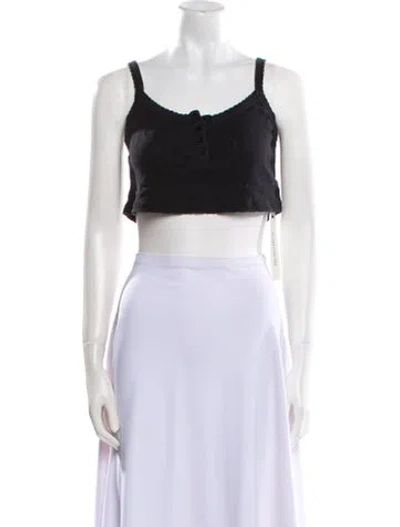 Pre-owned Leset Square Neckline Sleeveless Crop Top In Black