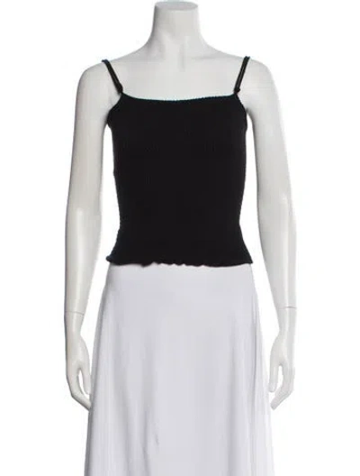 Pre-owned Leset Square Neckline Sleeveless Crop Top In Black