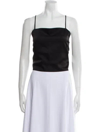 Pre-owned Leset Square Neckline Sleeveless Crop Top W/ Tags In Black