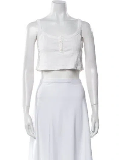 Pre-owned Leset Square Neckline Sleeveless Crop Top In White
