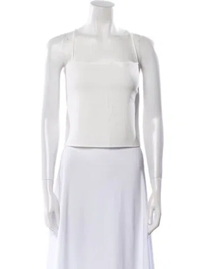 Pre-owned Leset Square Neckline Sleeveless Crop Top In White