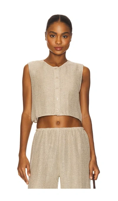Leset Stella Crewneck Vest Top In Sand